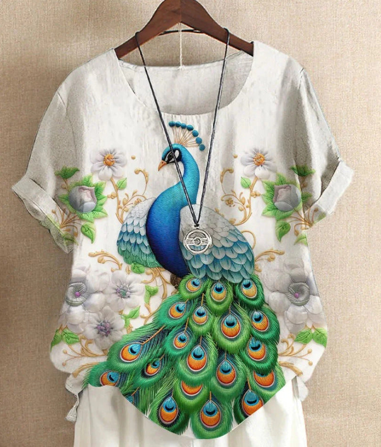 New Short-sleeved T-shirt Flower And Plant Painting 3D Digital Printing Top Limorista