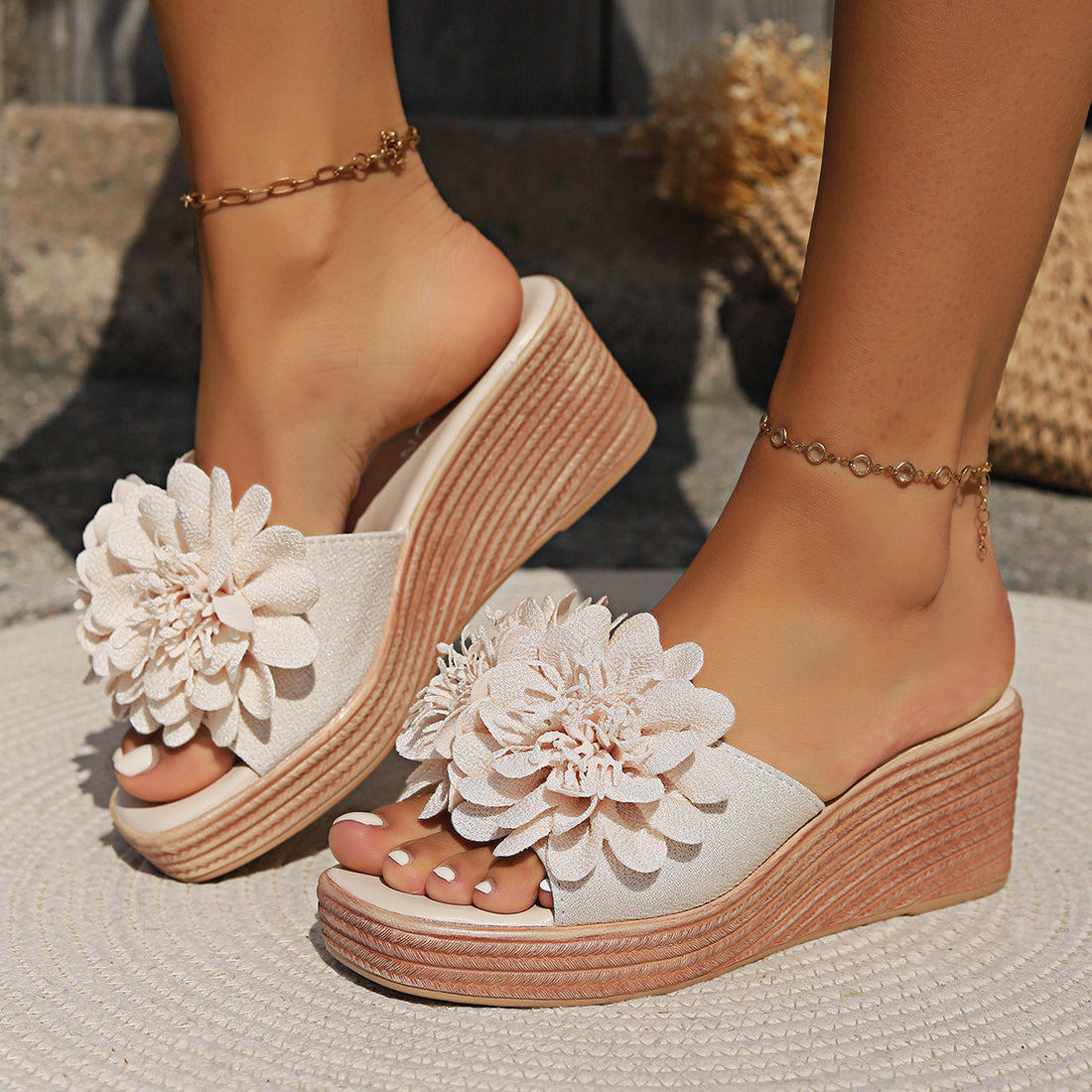 Flower Design Wedge Sandals Female Limorista