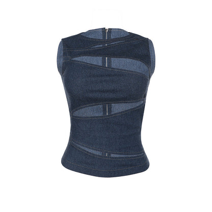 New Sexy Hollow-out Faux Denim Vest Top For Women Limorista