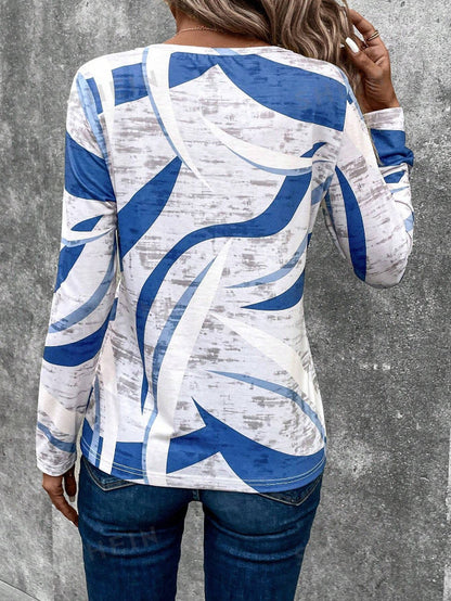 European And American Printed Round Neck Slim Bottoming Shirt Limorista