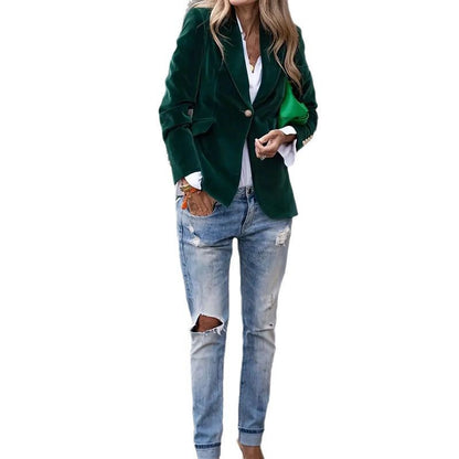 Gold Velvet Elegant Slim Fit Small Business Suit Coat Limorista