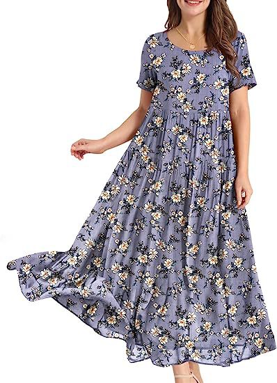 Casual And Comfortable Pleated Loose Floral Dress Limorista