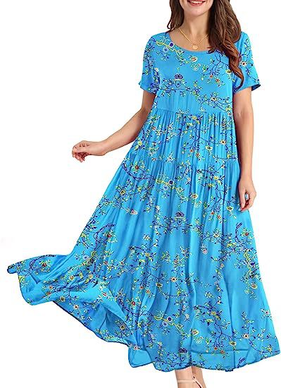 Casual And Comfortable Pleated Loose Floral Dress Limorista