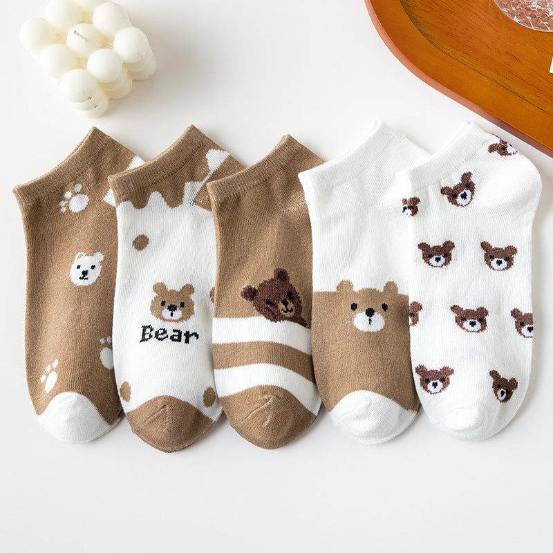Low-cut Cartoon Cute Brown Bear Socks Japanese Women Limorista