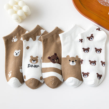 Low-cut Cartoon Cute Brown Bear Socks Japanese Women Limorista
