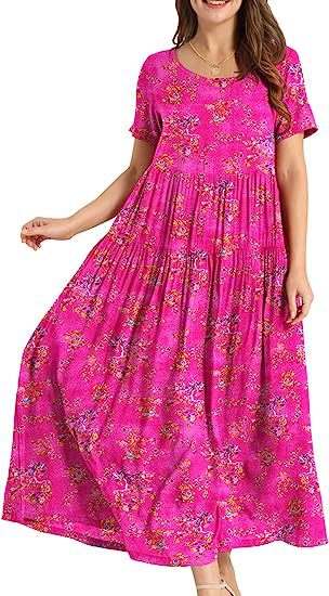 Casual And Comfortable Pleated Loose Floral Dress Limorista