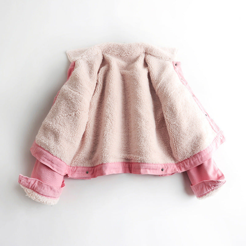 Lamb Wool Fleece-lined Thickening Denim Jacket Limorista