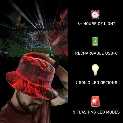 Luminous Bucket Hat Optical Fiber Colorful Transformation Limorista
