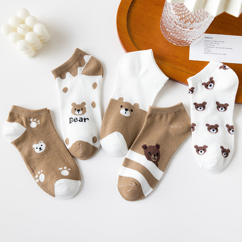 Low-cut Cartoon Cute Brown Bear Socks Japanese Women Limorista