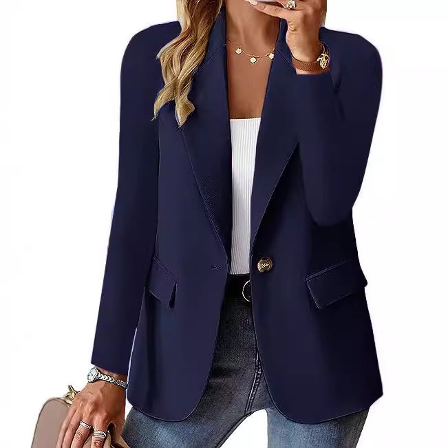 Fashion Casual Women Blazer Long-sleeved Solid Color Casual Cardigan Small Suit Jacket For Women Elegant Office Lady Outerwear Limorista