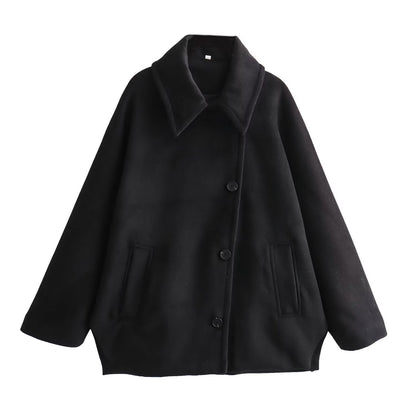 Winter Wool Blend Short Batwing Sleeve Woolen Overcoat Coat Limorista