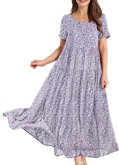 Casual And Comfortable Pleated Loose Floral Dress Limorista