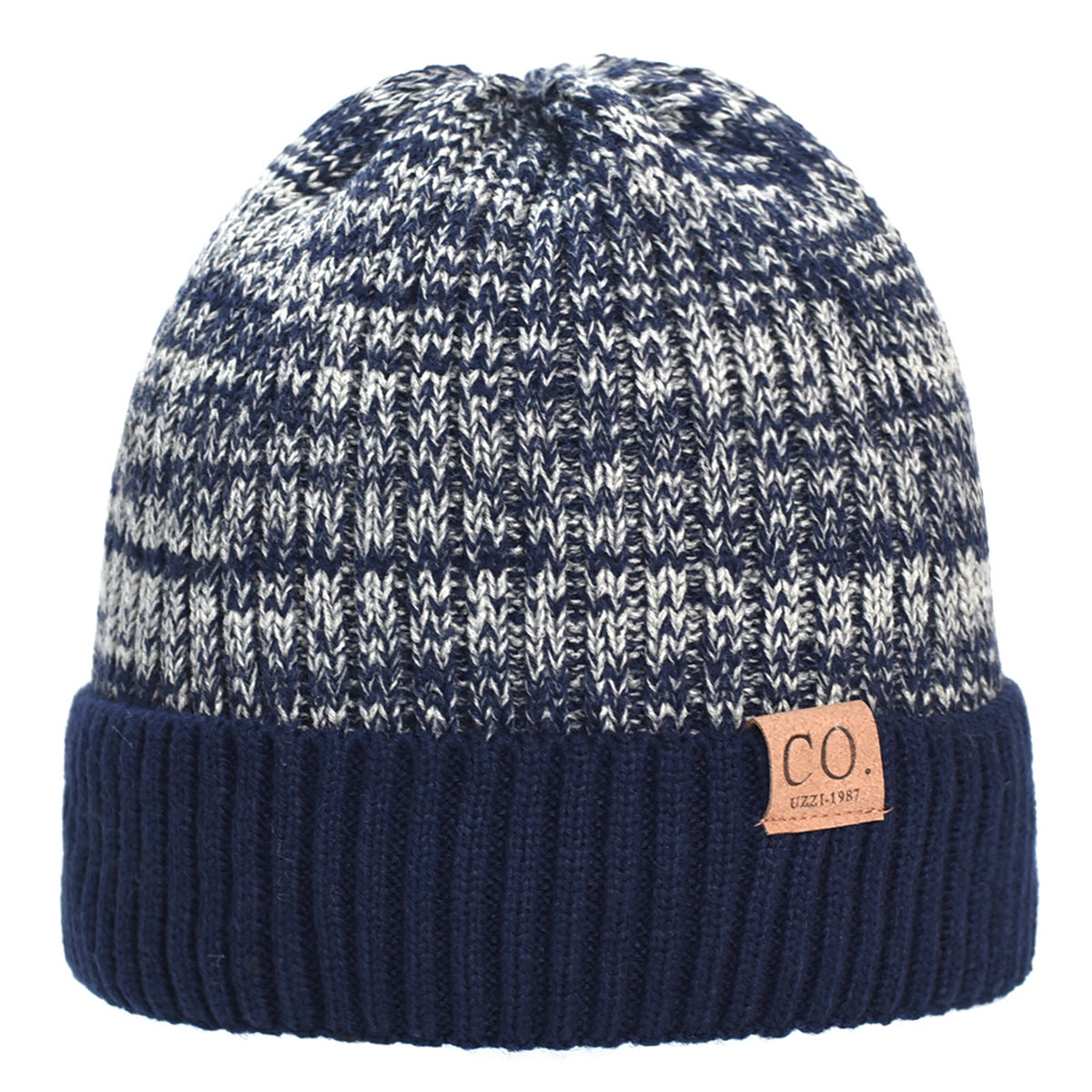 Color Matching Woolen Cap Winter Fleece Lined Padded Warm Keeping Knitted Hat Limorista
