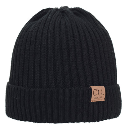 Color Matching Woolen Cap Winter Fleece Lined Padded Warm Keeping Knitted Hat Limorista