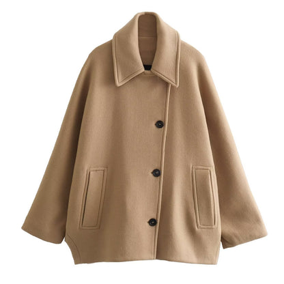 Winter Wool Blend Short Batwing Sleeve Woolen Overcoat Coat Limorista