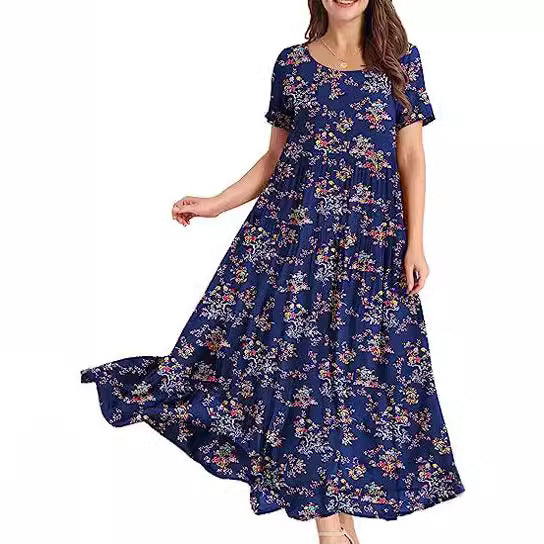 Casual And Comfortable Pleated Loose Floral Dress Limorista