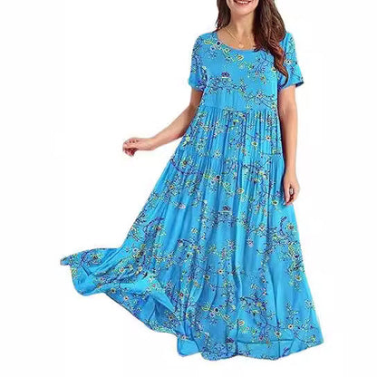 Casual And Comfortable Pleated Loose Floral Dress Limorista