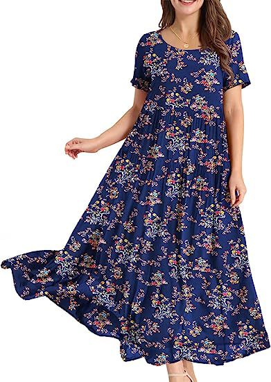 Casual And Comfortable Pleated Loose Floral Dress Limorista