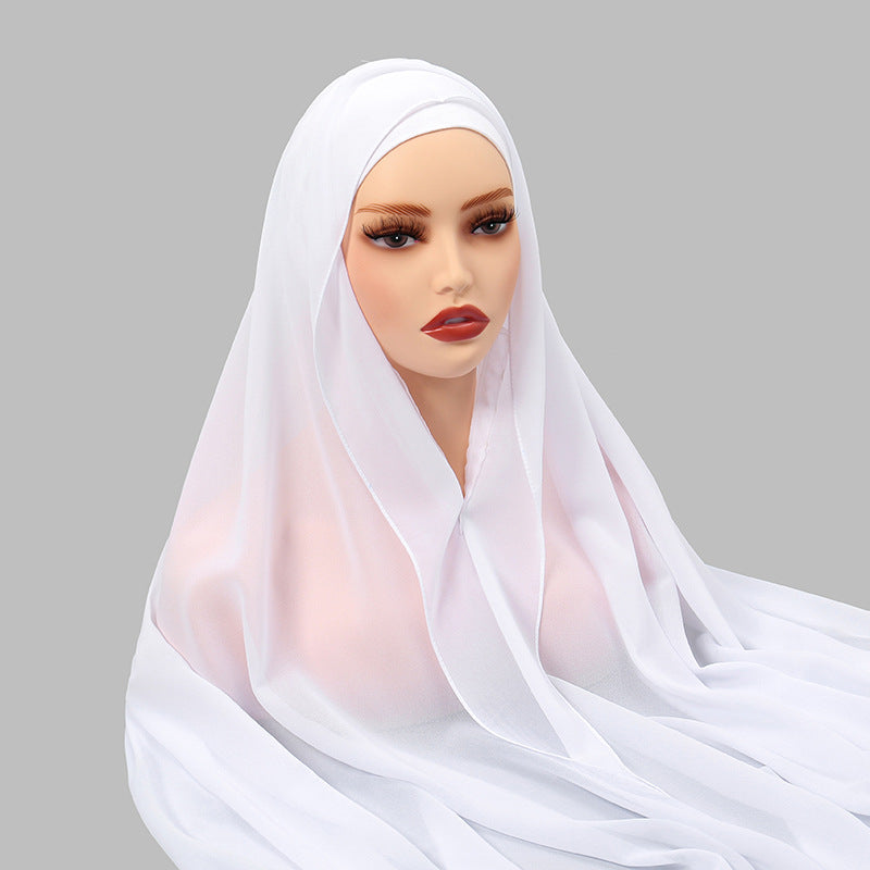 Lazy Chiffon Convenient Headscarf Magnetic Buckle Fixed Anti-drop Solid Color Limorista