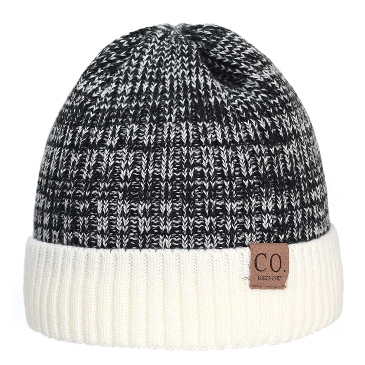 Color Matching Woolen Cap Winter Fleece Lined Padded Warm Keeping Knitted Hat Limorista
