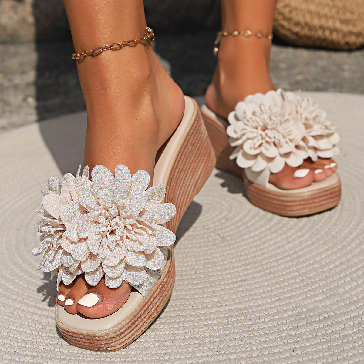 Flower Design Wedge Sandals Female Limorista