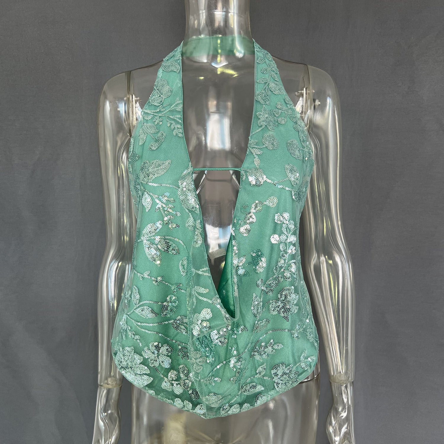 Sexy Backless Sequined V-neck Top Limorista