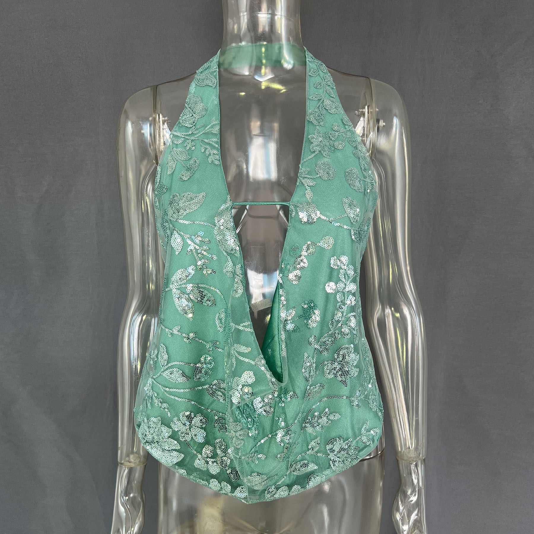 Sexy Backless Sequined V-neck Top Limorista