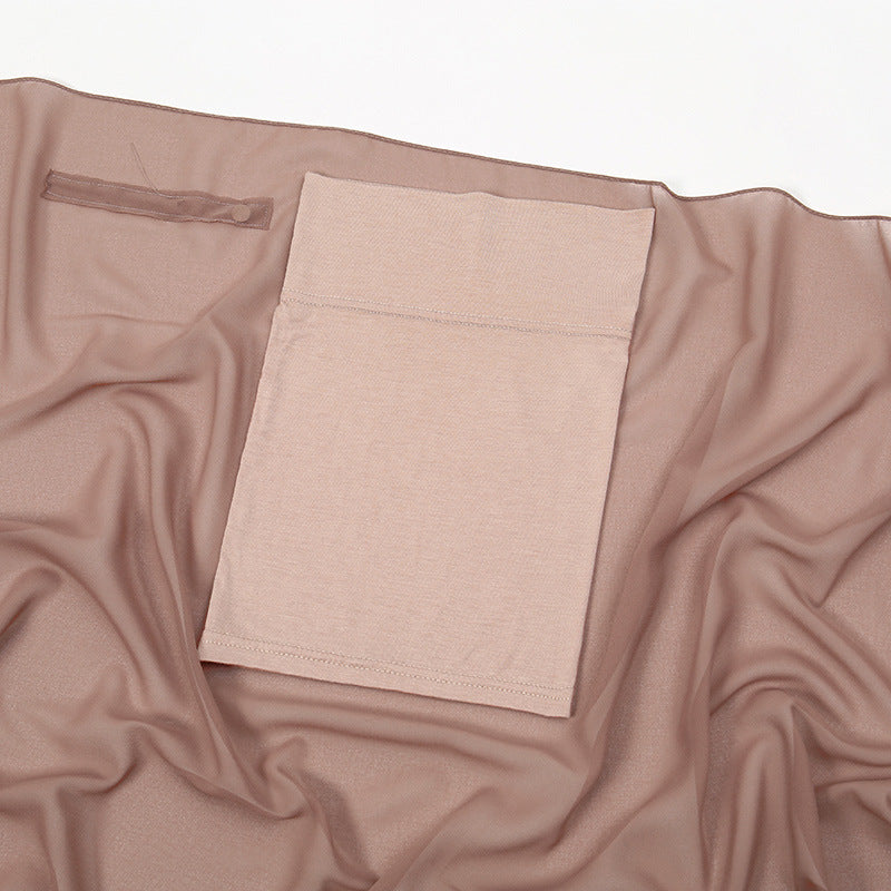 Lazy Chiffon Convenient Headscarf Magnetic Buckle Fixed Anti-drop Solid Color Limorista
