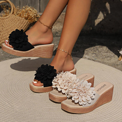Flower Design Wedge Sandals Female Limorista