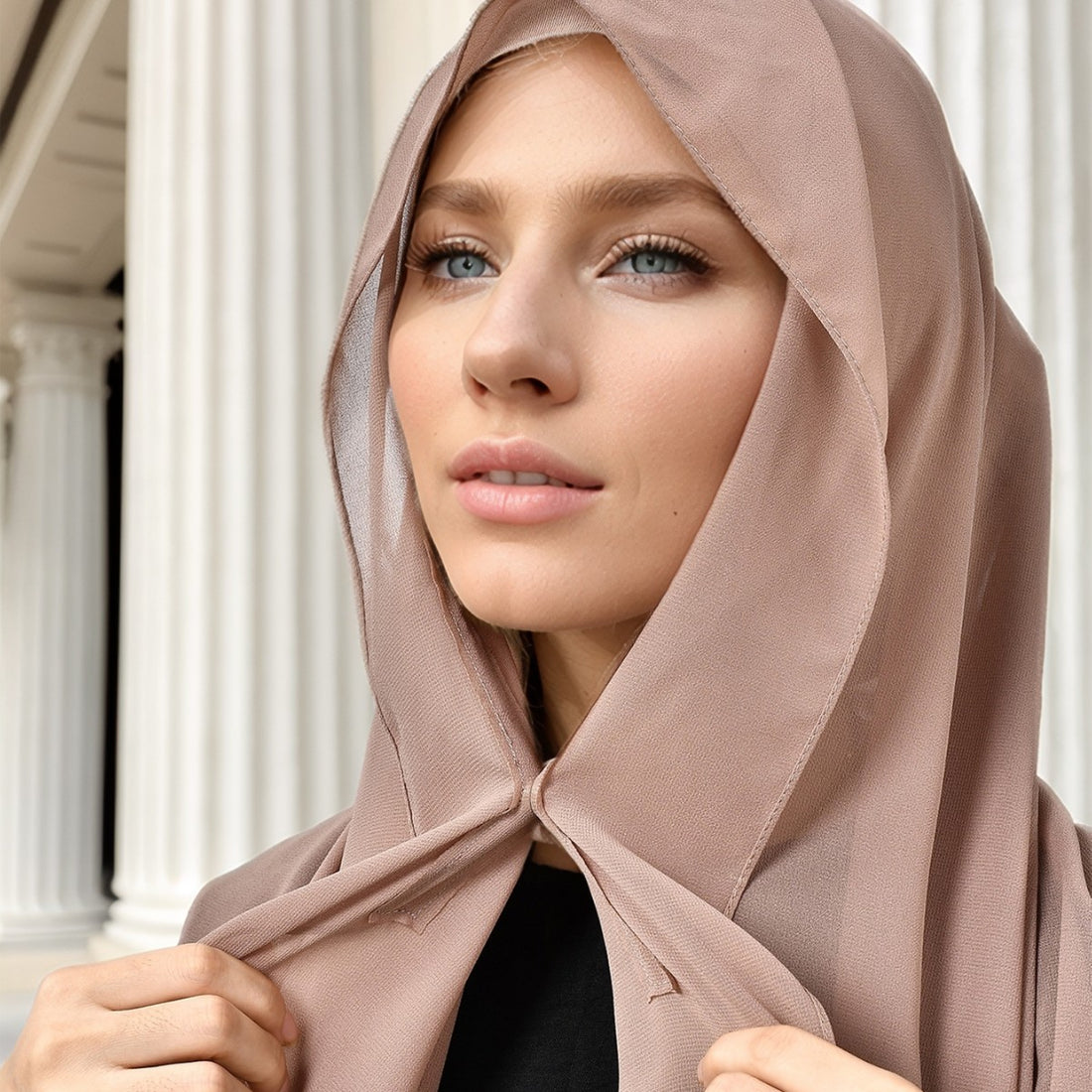 Lazy Chiffon Convenient Headscarf Magnetic Buckle Fixed Anti-drop Solid Color Limorista