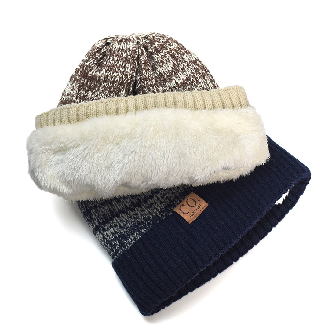 Color Matching Woolen Cap Winter Fleece Lined Padded Warm Keeping Knitted Hat Limorista