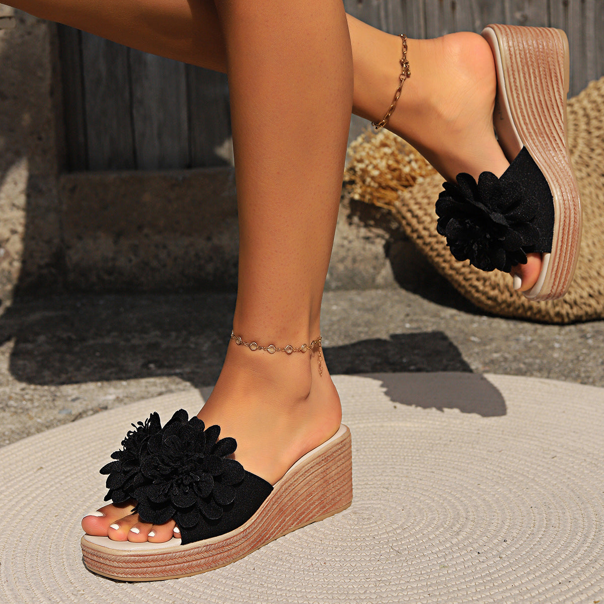 Flower Design Wedge Sandals Female Limorista