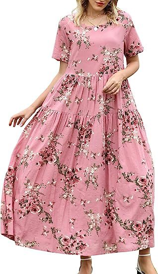 Casual And Comfortable Pleated Loose Floral Dress Limorista