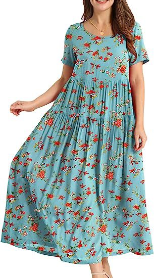Casual And Comfortable Pleated Loose Floral Dress Limorista
