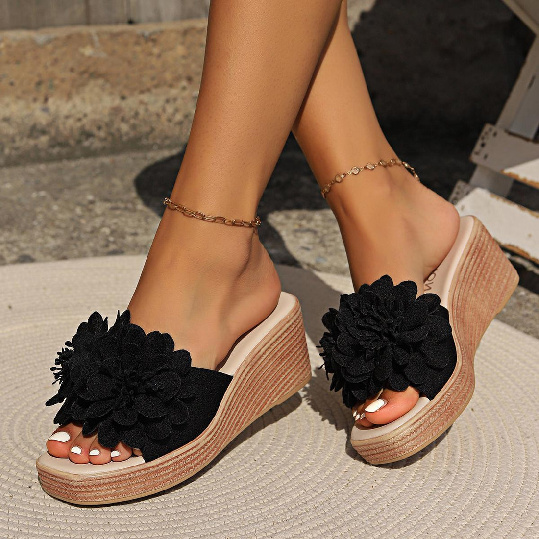Flower Design Wedge Sandals Female Limorista