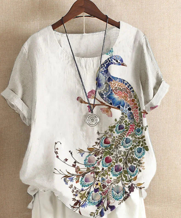 New Short-sleeved T-shirt Flower And Plant Painting 3D Digital Printing Top Limorista