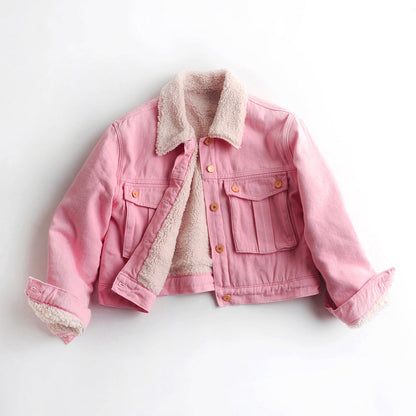 Lamb Wool Fleece-lined Thickening Denim Jacket Limorista