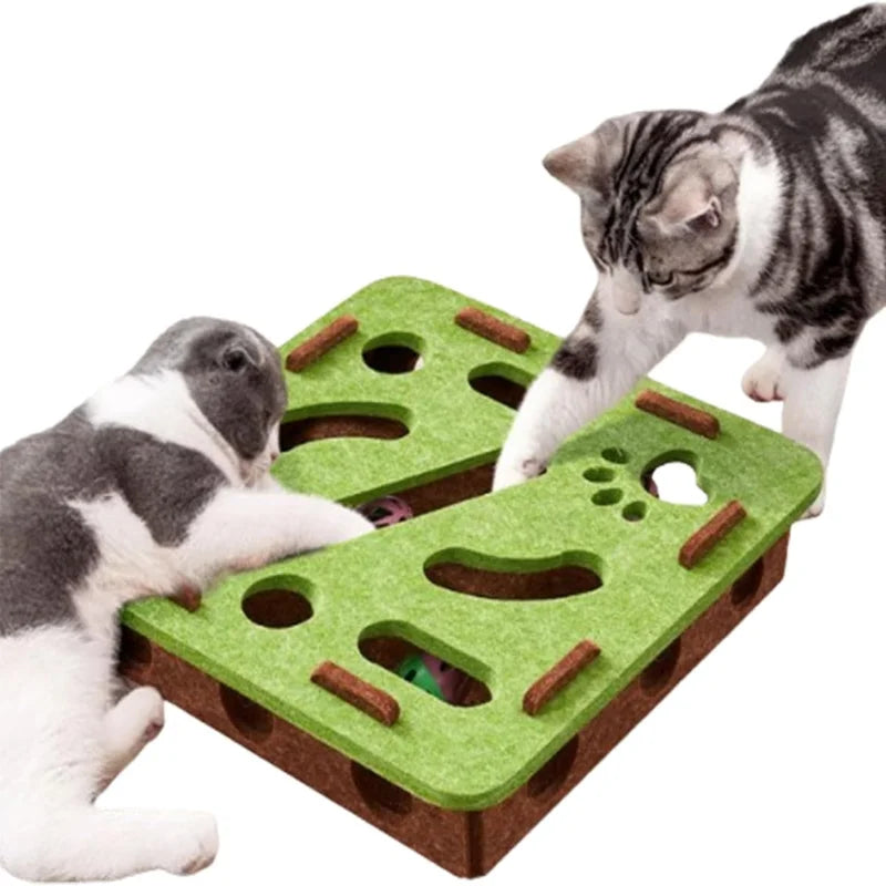 Limorista |Felt Kitty Puzzle Maze Toy – 2 Random Balls for Indoor Play &amp; Exercise