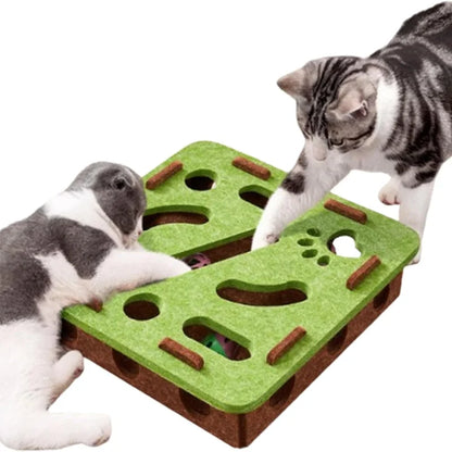 Limorista |Felt Kitty Puzzle Maze Toy – 2 Random Balls for Indoor Play &amp; Exercise