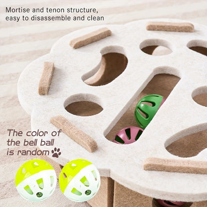 Limorista |Felt Kitty Puzzle Maze Toy – 2 Random Balls for Indoor Play &amp; Exercise