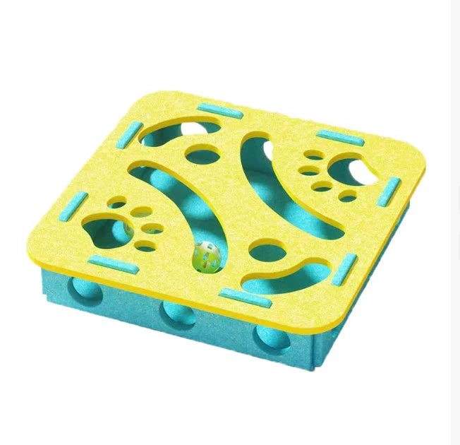 Limorista |Felt Kitty Puzzle Maze Toy – 2 Random Balls for Indoor Play &amp; Exercise