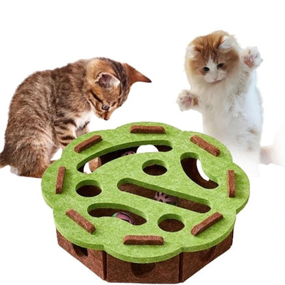 Limorista |Felt Kitty Puzzle Maze Toy – 2 Random Balls for Indoor Play &amp; Exercise