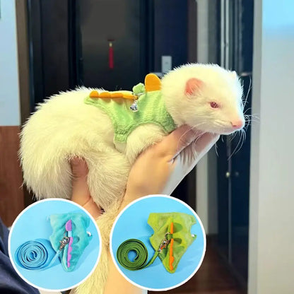 Limorista | Ferret Harness Vest – Adjustable Dinosaur Design with Bell for Outdoor Walks