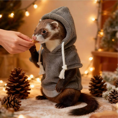 Limorista | Sweet Grey Ferret Hoodie Sweater with Harness