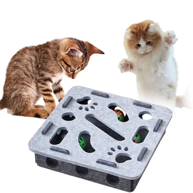 Limorista |Felt Kitty Puzzle Maze Toy – 2 Random Balls for Indoor Play &amp; Exercise