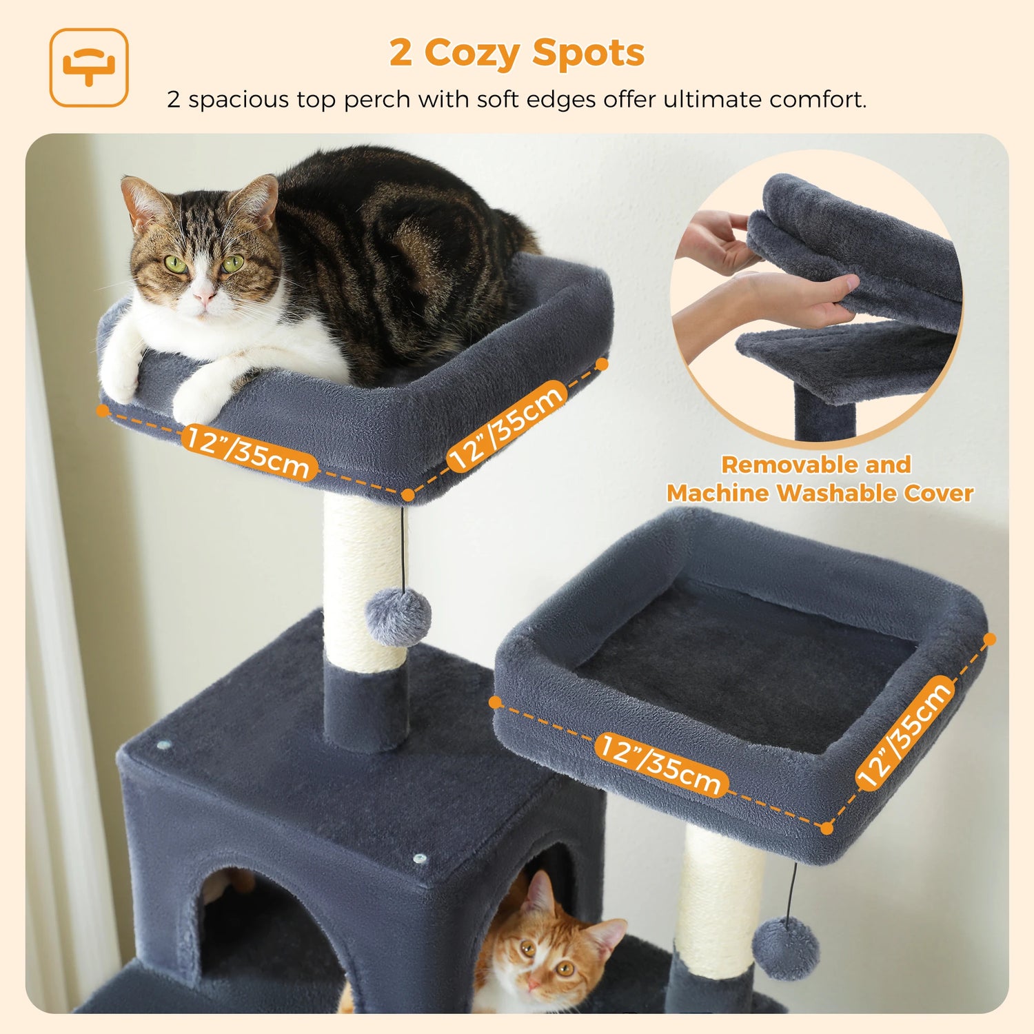 Limorista | Indoor Kitty Play Tower – Padded Perches, Condo &amp; Scratching Posts