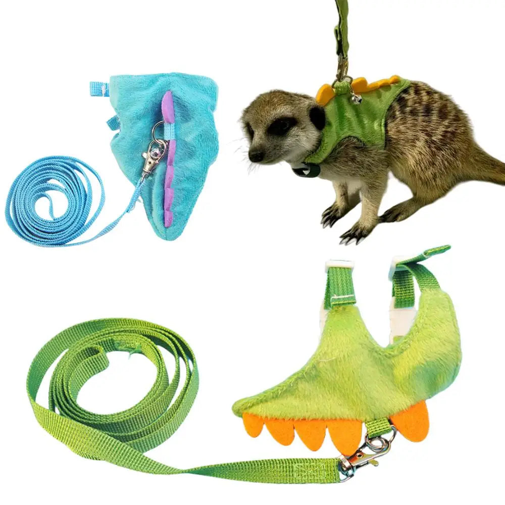 Limorista | Ferret Harness Vest – Adjustable Dinosaur Design with Bell for Outdoor Walks