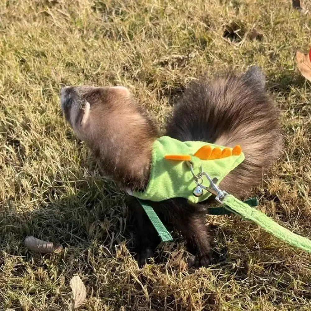 Limorista | Ferret Harness Vest – Adjustable Dinosaur Design with Bell for Outdoor Walks
