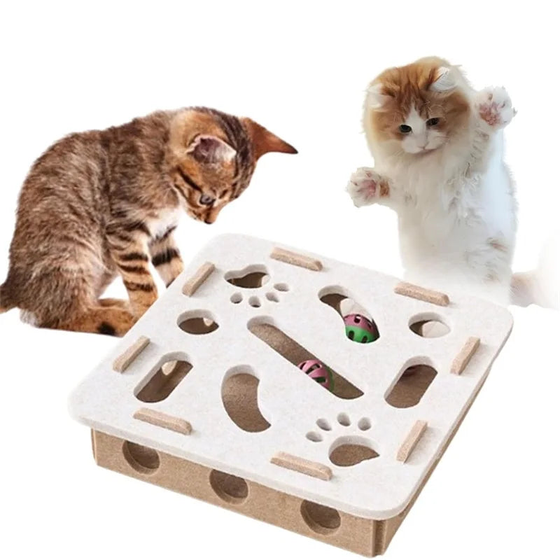 Limorista |Felt Kitty Puzzle Maze Toy – 2 Random Balls for Indoor Play &amp; Exercise
