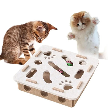 Limorista |Felt Kitty Puzzle Maze Toy – 2 Random Balls for Indoor Play &amp; Exercise